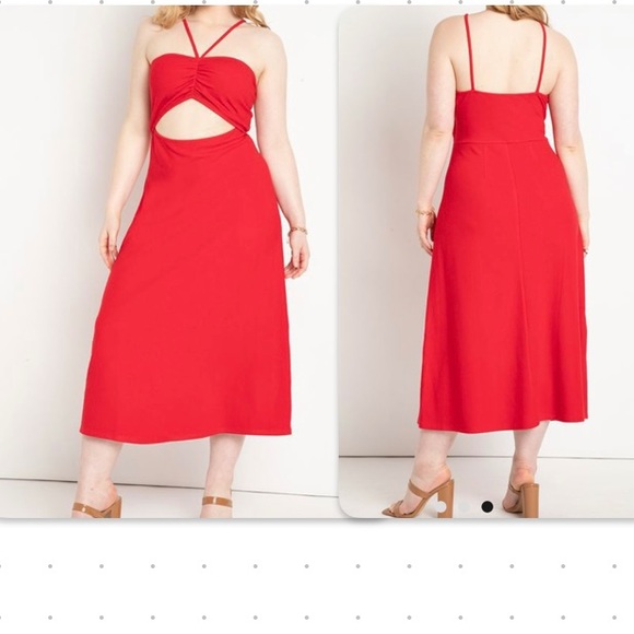 Eloquii Dresses & Skirts - Tango Red Ribbed Dress With Halter Neck 26/28